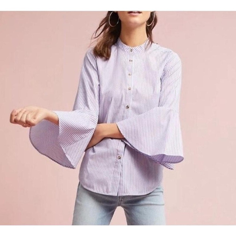 NWT Maeve by Anthropologie Blue & Red Pinstriped Button Down Blouse (16)